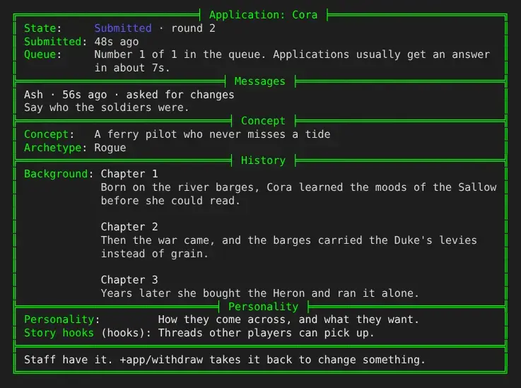 +app for Cora: the Background answer in three chapters, each under a Chapter heading