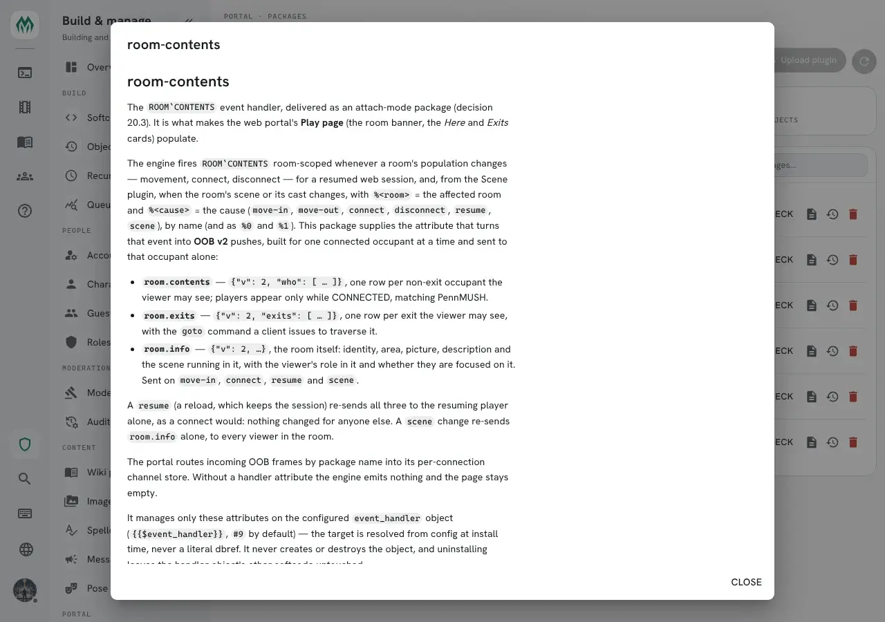 The README dialog for room-contents, showing its README.md rendered from Markdown
